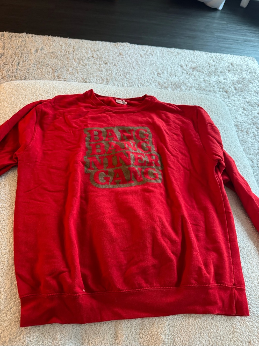 Red Graphic Crewneck Sweater - Bang Bang Niner Gang